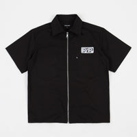 Pass Port Workers Zip-Up Short Sleeve Shirt - Black thumbnail