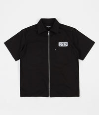 Pass Port Workers Zip-Up Short Sleeve Shirt - Black