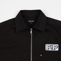 Pass Port Workers Zip-Up Short Sleeve Shirt - Black thumbnail