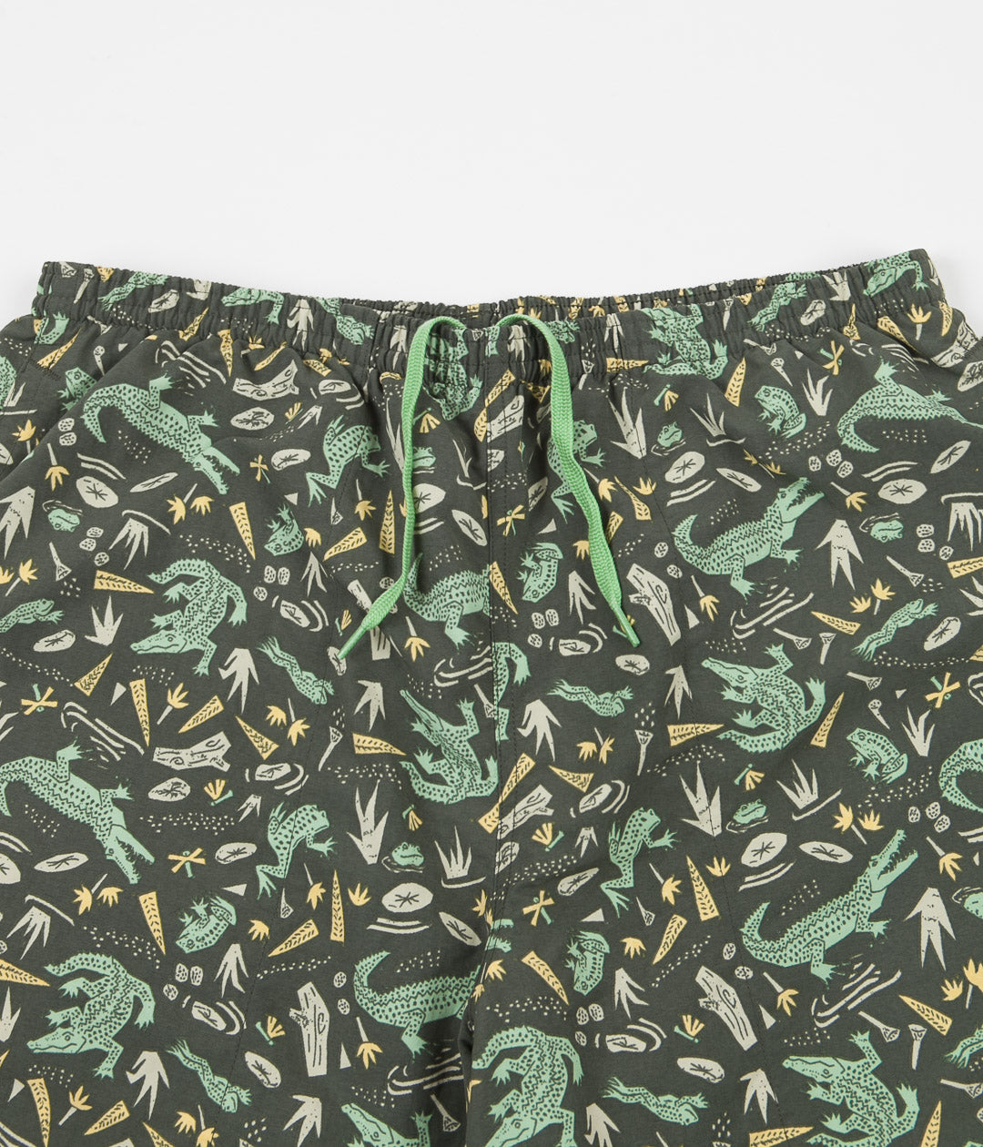 Patagonia Baggies Longs 7" Shorts Alligators and Bullfrogs Kale Gre