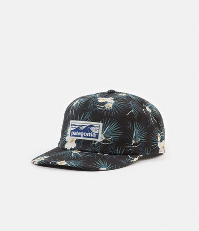 Patagonia Boardshort Label Funfarer Cap - Bayou Palmetto Small: Ink Black