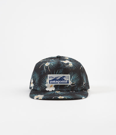 Patagonia Boardshort Label Funfarer Cap - Bayou Palmetto Small: Ink Black