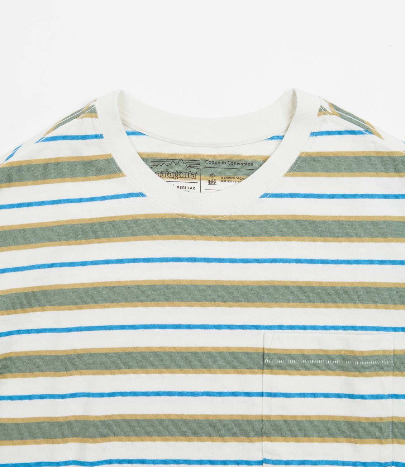 Patagonia Cotton In Conversion Pocket T Shirt Skater Stripe Hemlock Flatspot