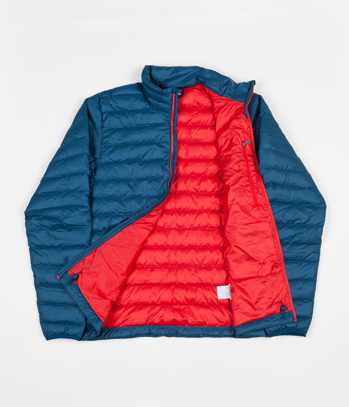 Patagonia Down Sweater Jacket Big Sur Blue Fire Red Flatspot