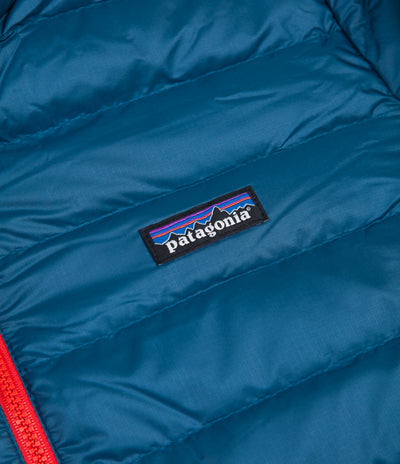 Patagonia Down Sweater Jacket - Big Sur Blue / Fire Red