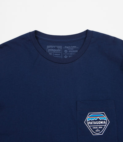 Patagonia Fitz Roy Hex Organic Pocket T-Shirt - Classic Navy