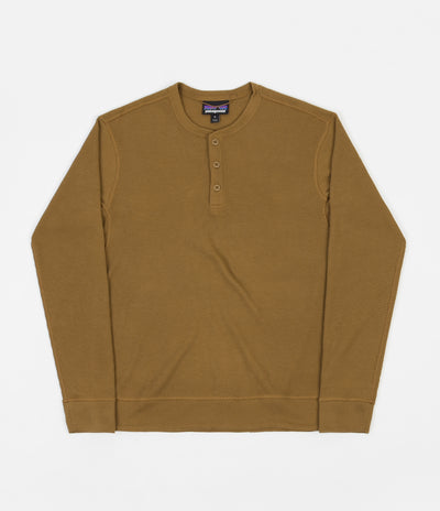 Patagonia Long Sleeve Waffle Knit Henley - Mulch Brown