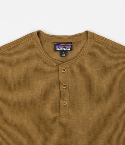 Patagonia Long Sleeve Waffle Knit Henley - Mulch Brown