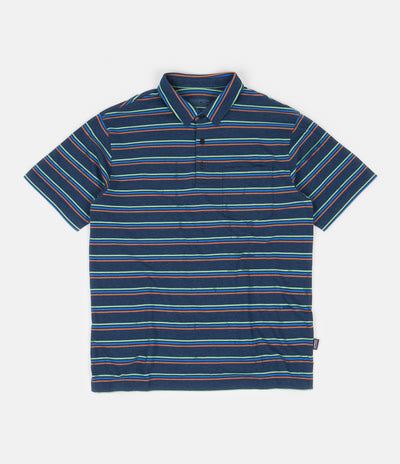 Patagonia Organic Cotton Lightweight Polo Shirt - Pacific Stripe: Stone Blue