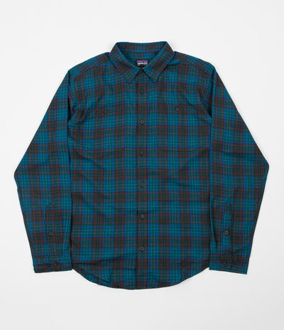 Patagonia Pima Long Sleeve Shirt - River Miles Plaid / Elwha Blue