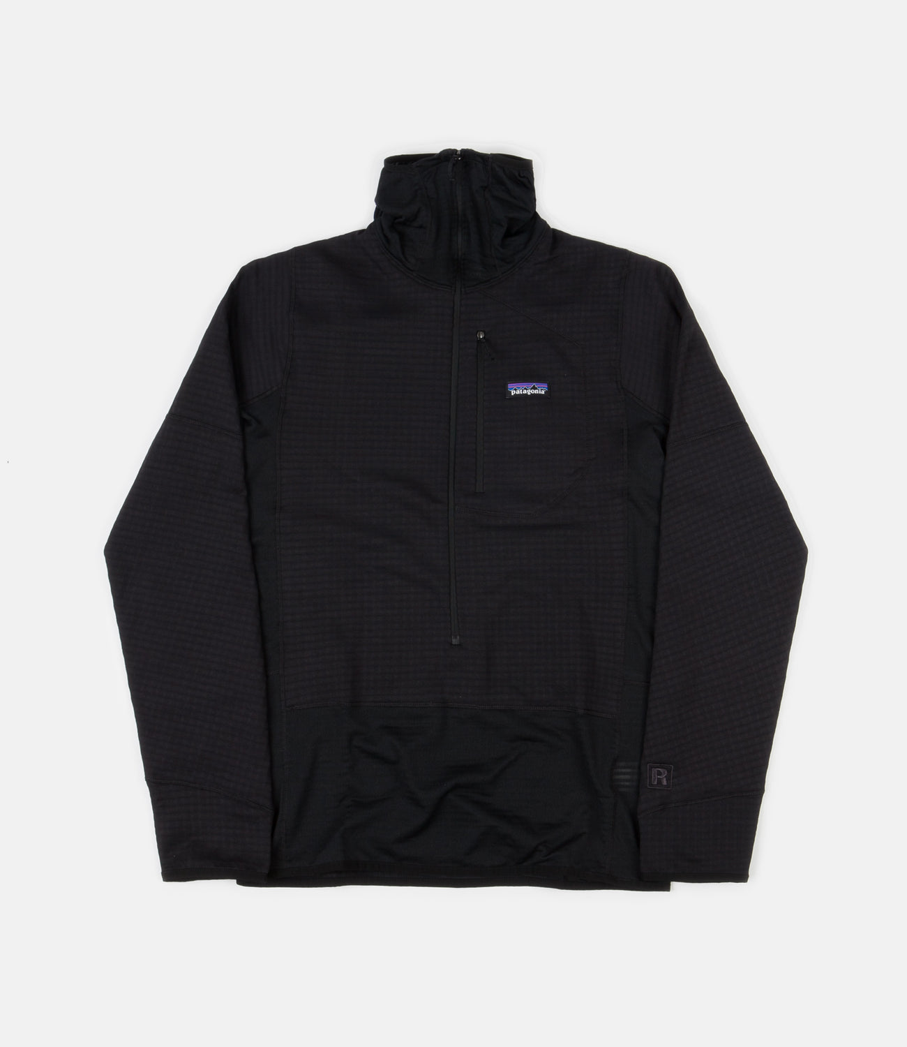 Patagonia R1 Fleece Pullover Hoodie Black Black Flatspot