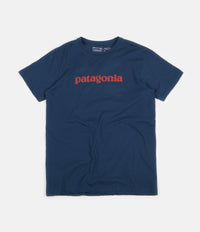 Patagonia Text Logo Organic T-Shirt - Stone Blue