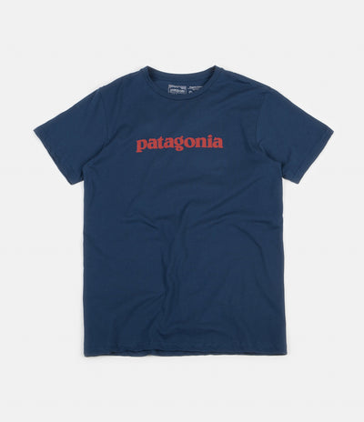 Patagonia Text Logo Organic T-Shirt - Stone Blue