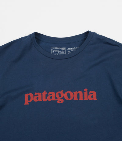 Patagonia Text Logo Organic T-Shirt - Stone Blue