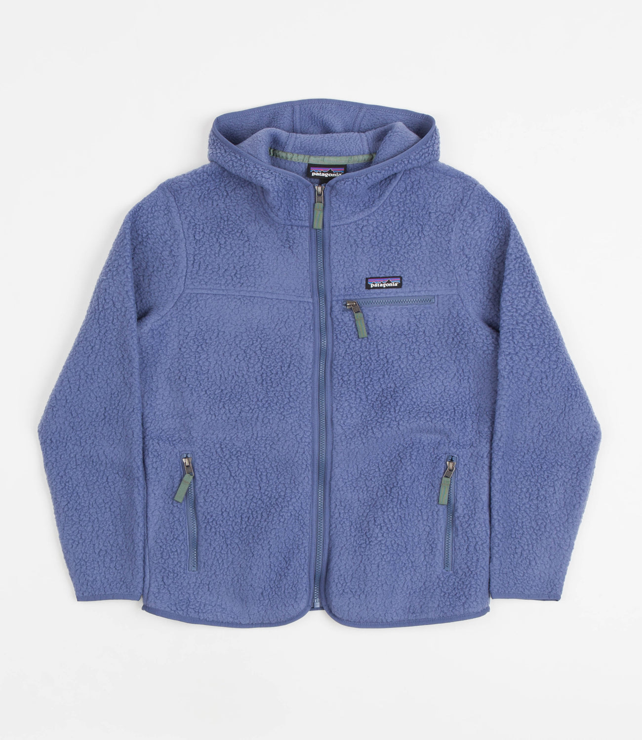Patagonia Womens Retro Pile Hooded Fleece Current Blue Flatspot