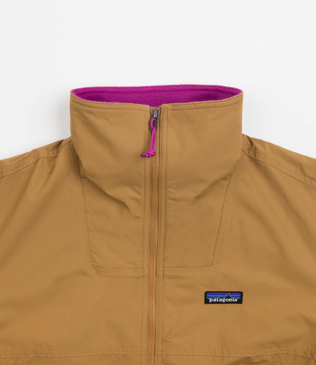 Patagonia Womens Shelled Synchilla Jacket Nest Brown Amaranth Pink Flatspot