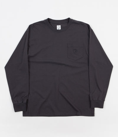 Polar Garment Dyed Long Sleeve Pocket T-Shirt - Washed Black