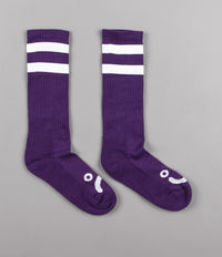Polar Happy Sad Classic Socks - Deep Prune / White