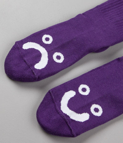 Polar Happy Sad Classic Socks - Deep Prune / White