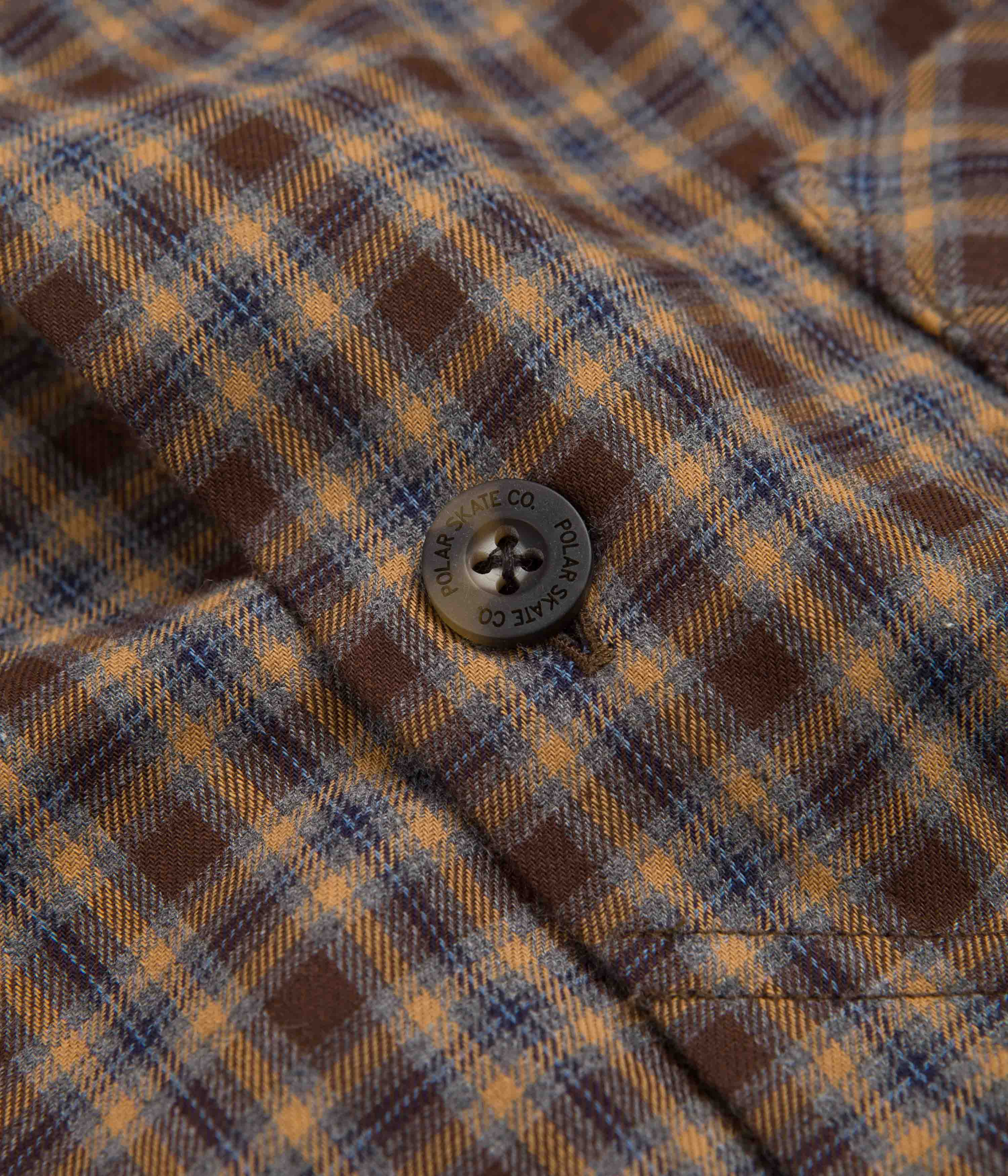 Polar Mitchell Short Sleeve Flannel Shirt - Brown / Blue | Flatspot