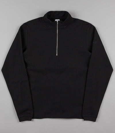 Polar Pique Zip Neck Shirt - Black
