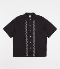 Polar Square Stripe Bowling Shirt - Black
