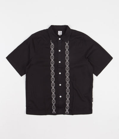 Polar Square Stripe Bowling Shirt - Black