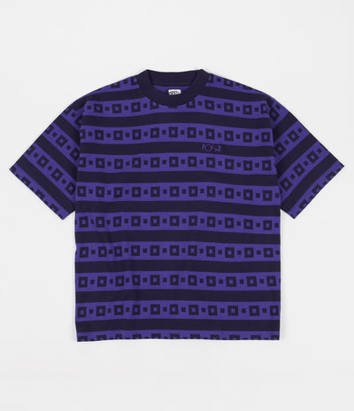 Polar Square Stripe Surf T-Shirt - Navy / Purple