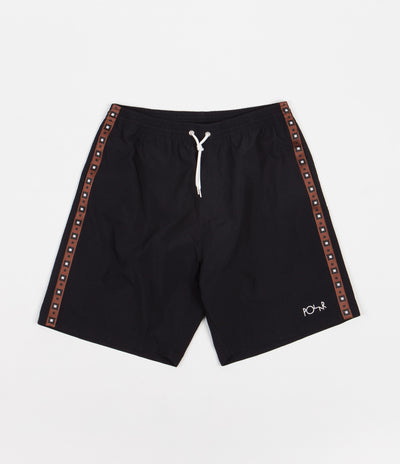 Polar Square Stripe Swim Shorts - Black / Brown