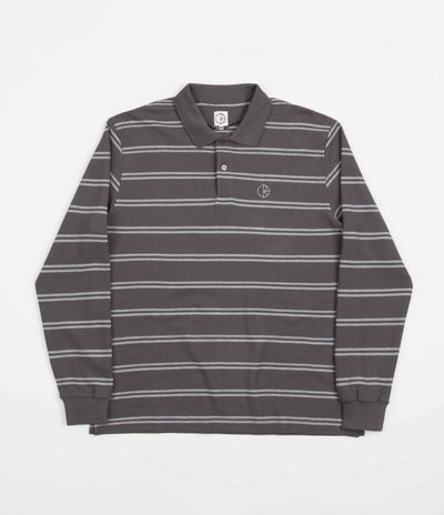 Polar Stripe Long Sleeve Polo Shirt - Graphite