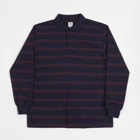 Polar Stripe Long Sleeve Polo Shirt - Navy / Plum thumbnail