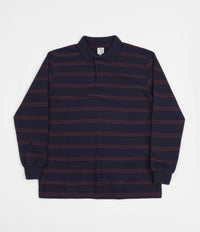Polar Stripe Long Sleeve Polo Shirt - Navy / Plum