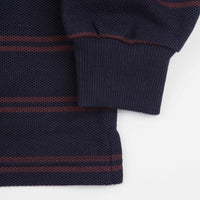 Polar Stripe Long Sleeve Polo Shirt - Navy / Plum thumbnail
