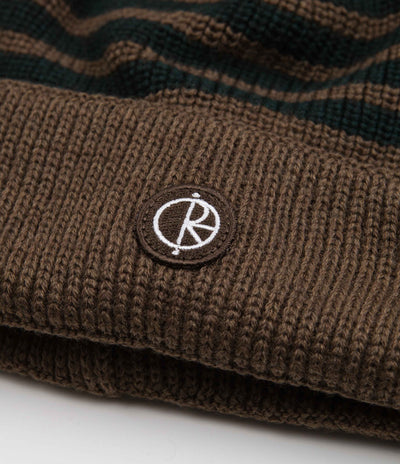 Polar Stripe Merino Beanie - Brass / Dark Green