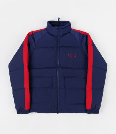 Polar Stripe Puffer Jacket - Navy / Red
