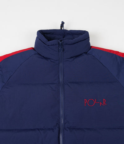 Polar Stripe Puffer Jacket - Navy / Red