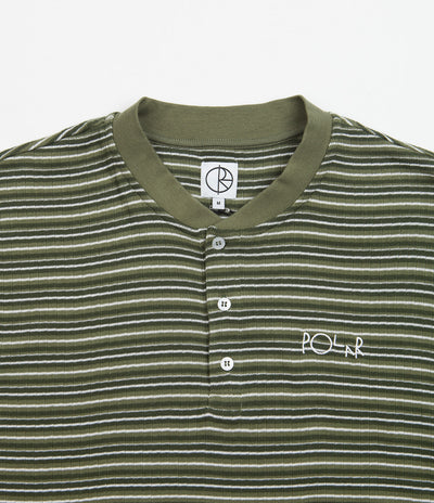 Polar Stripe Rib Henley T-Shirt - Uniform Green