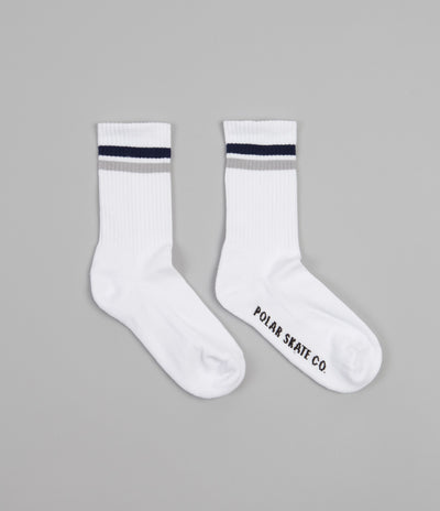 Polar Stripe Socks - White / Navy / Grey
