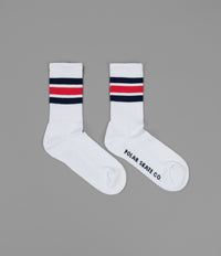 Polar Stripe Socks - White / Navy - Red