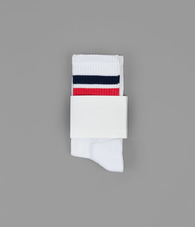 Polar Stripe Socks - White / Navy - Red