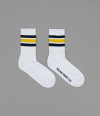 Polar Stripe Socks - White / Navy - Yellow