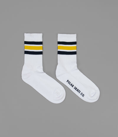 Polar Stripe Socks - White / Navy - Yellow