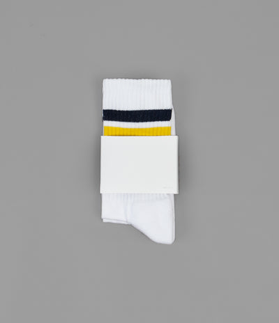 Polar Stripe Socks - White / Navy - Yellow
