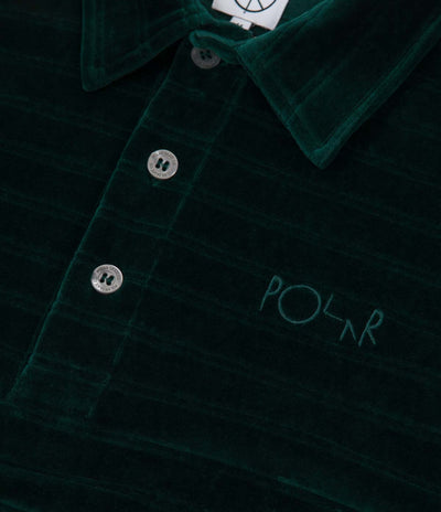 Polar Stripe Velour Polo Shirt - Dark Green