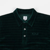 Polar Stripe Velour Polo Shirt - Dark Green thumbnail