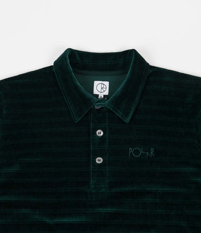 Polar Stripe Velour Polo Shirt - Dark Green