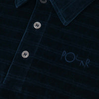 Polar Stripe Velour Polo Shirt - Navy thumbnail