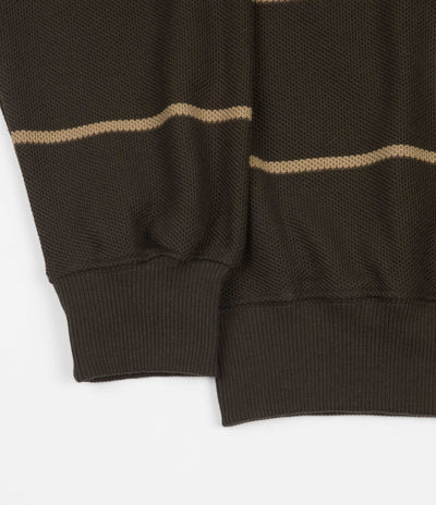 Polar Stripe Zip Neck Sweatshirt - Brown