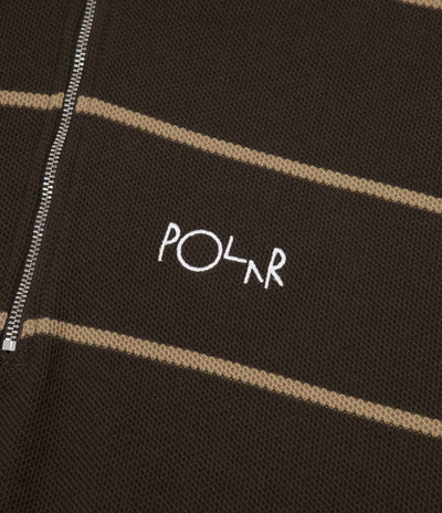 Polar Stripe Zip Neck Sweatshirt - Brown