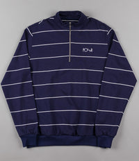 Polar Striped Zip Neck Sweatshirt - Navy